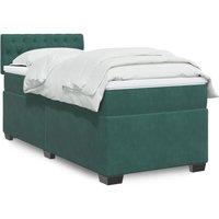 Berkfield Home Box Spring Bed with Mattress Dark Green 90x200 cm Velvet