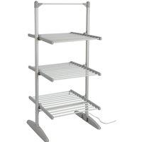 Gr8 Home Large Electric Tower Clothes Airer 3 Tier Folding Heated Drying Rack Towel Dryer in Silver