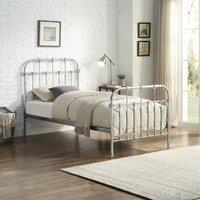 OAT Home Camden Victorian Vintage Hospital Style Steel Effect Metal Bed Frame in Silver | Size: King