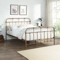 OAT Home Camden Victorian Hospital Style Antique Brass Effect Metal Bed Frame in Bronze | Size: King