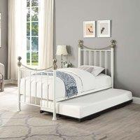 OAT Home Hampstead Traditional Single Metal Bed Frame & Guest Trundle in White