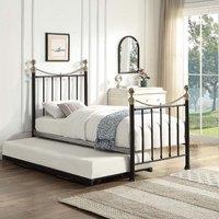 OAT Home Hampstead Traditional Single Metal Bed Frame & Guest Trundle in Black