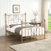 OAT Home Belgravia Victorian Style Distressed Antique Brass Effect Metal Bed Frame in Bronze | Size: King