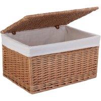 Red Hamper Wicker Light Steamed Cotton Lined Storage Basket in Brown | Size: Large
