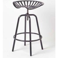 Homescapes Vintage Style Metal Adjustable Tractor Seat Bar Stool in Black