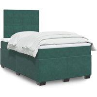 Box Spring Bed with Mattress Dark Green 120x190 cm Small Double Velvet