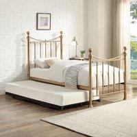 OAT Home Hampstead Traditional Antique Brass Effect Single Metal Bed Frame & Guest Trundle in Bronze