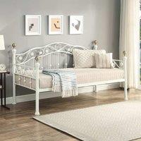 OAT Home Mayfair White & Brass Metal Single Day Bed Frame