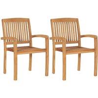 Berkfield Home Stacking Garden Dining Chairs 2 pcs Solid Teak Wood in Brown