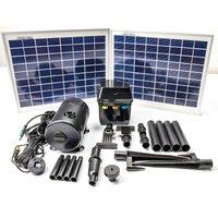 Primrose Solar Powered Pond Fountain Pump Kit with LEDs Battery Backup 1200 LPH in True Black