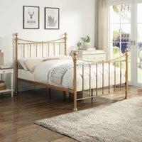 OAT Home Hampstead Traditional Style Antique Brass Effect Metal Bed Frame in Bronze | Size: Single