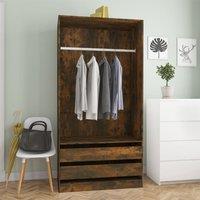 Berkfield Home Wardrobe Smoked Oak 100x50x200 cm Engineered Wood in Brown | Size: 100 x 50 x 200 cm
