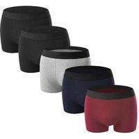 MODISHION Men's 5Pcs Cotton Boxer Briefs Set in Dark Blue | Size: Small