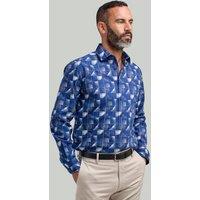 Double TWO Men's Navy Geometric Windowpane Check Shirt | Size: 17 inches