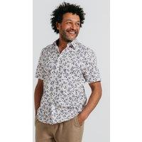 Dobell Men's Floral Print Short Sleeve Cotton Shirt in White | Size: Large