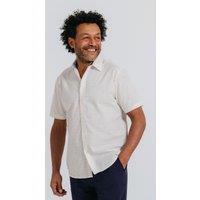 Dobell Men's White Short Sleeve Coloured Weave Shirt | Size: Large