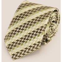 Oswin Hyde Men's Geometric Stripes Olive Green Tie