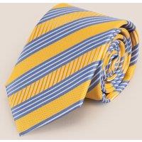 Oswin Hyde Men's Classic Stripe Yellow Blue Tie