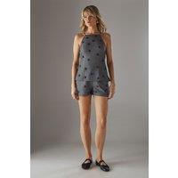 Warehouse Women's Embellished Tailored Shorts in Grey | Size: 10