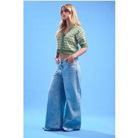 PixieGirl Women's Petite Knitted Gingham Cardigan in Green | Size: 16-18