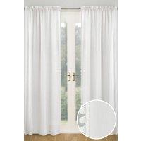 Tyrone Textiles Tahiti Pom-Pom Trim Linen-Look Voile Panel - Pair in White | Size: 140 cm width x 183 cm drop