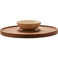 Orsina Kora Acacia Marble Chip & Dip Plate in Cream
