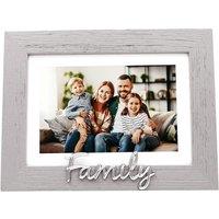 Happy Homewares Grey Woodgrain Effect Family Picture Frame with Silver Letters - 6x4 or 7x5