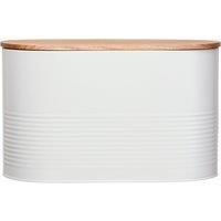 Orsina Alton Cream Bread Bin With Acacia Wood Lid in White