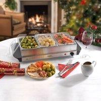 Cooks Professional 3-Section Buffet Warmer 4.5L with Hotplate Function & Adjustable Temp in Silver