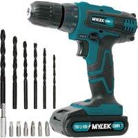 MYLEK 18V Cordless Li-ion Drill & Screwdriver Set With 13 Piece Accessory Kit in Blue