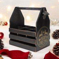 Minster 6 Bottle Holder with Metal Opener - L19 x W27 x H30 cm - Black | Size: 1 Pack