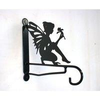 Poppyforge Fairy With Flower - Steel Hanging Basket Holder - H33 cm - Black