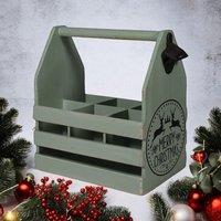 Minster 6 Bottle Holder with Opener - L19 x W27 x H30 cm - Rustic Green | Size: 1 Pack