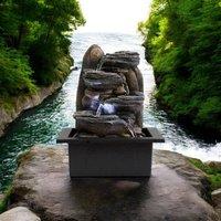 Minster Table-Top Water Fountain - L18 x W21 x H25 cm in Brown | Size: 1 Pack