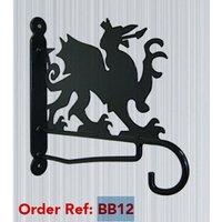 Poppyforge Welsh Dragon Bracket - Hanging Basket Holder - Steel - H33 cm - Black