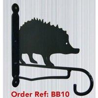 Poppyforge Hedgehog Feature Bracket, Steel Hanging Basket Holder - H33 cm - Black