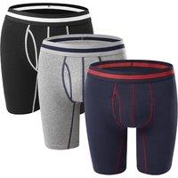MODISHION Men's 3Pcs Cotton Boxer Briefs Set in Dark Blue | Size: Medium