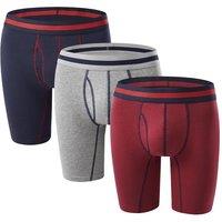 MODISHION Men's 3Pcs Cotton Boxer Briefs Set in Light Grey | Size: Medium