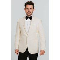 Dobell Men's White Shawl Lapel 2 Piece Tuxedo with Black Trousers in Cream | Size: 48R