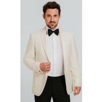 Dobell Men's White Shawl Lapel Tuxedo Jacket in Cream | Size: 42R