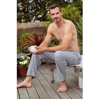 British Boxers Men's Herringbone Brushed Cotton Pyjama Trousers in Light Grey | Size: 2XL