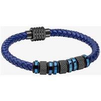 Fred Bennett Men's Mens Stainless Steel & Blue Leather Bracelet B5575L | Size: 11.5 - 13.5 cm