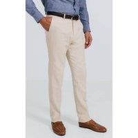 Dobell Men's Oatmeal Linen Suit Trousers in Beige | Size: 42R