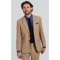 Dobell Men's Camel Twill Suit Jacket in Light Brown | Size: 46R