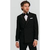 Dobell Men's Black Double Breasted Peak Lapel 2 Piece Tuxedo | Size: 46R