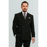 Dobell Men's Black Double Breasted Peak Lapel Suit Jacket | Size: 40R