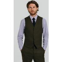 Dobell Men's Dark Green Twill Waistcoat | Size: XL