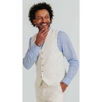 Dobell Men's Off White Linen Twill Waistcoat | Size: Medium