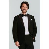 Dobell Men's Black Slim Fit Satin Peak Lapel 2 Piece Tuxedo | Size: 38R