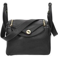 House of Leather Women's Womens Faux Leather Shoulder Bag Fashion Handbag Rose Brown in Black | Size: Medium